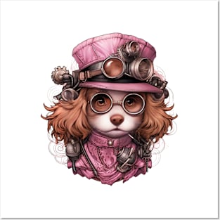 Pink Steampunk Dog #1 Posters and Art